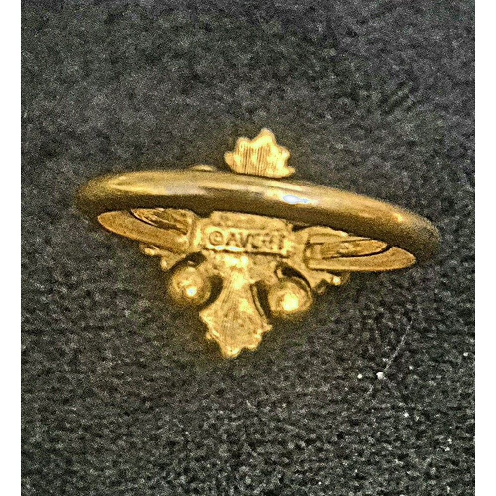 Vintage Avon Viennese Collection Ring Faux Lapis Blue Pearl Gold Tone 1976 Sz 9 - Picture 4 of 6